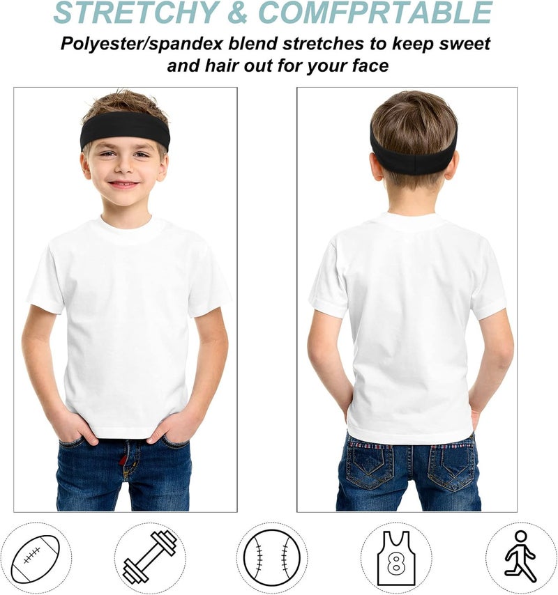Civaner 4 Pcs Boys Headbands Athletic Sweatbands Kids Sports Wicking Breathable Headbands Elastic for Girls Boys Football - Image 4